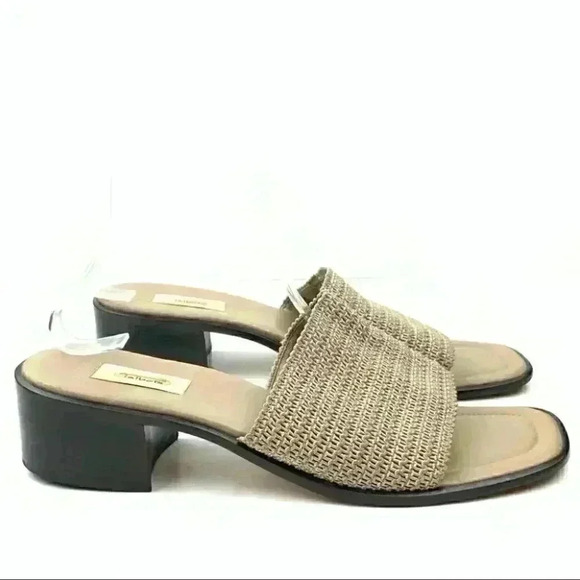 Talbots womens sandals 11 taupe 80s 90s vintage square toe slides coastal granny - Picture 1 of 13